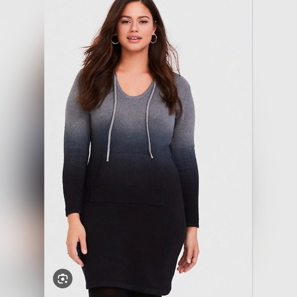 Torrid Black and Gray Ombre Long Sleeve Dress Size 00